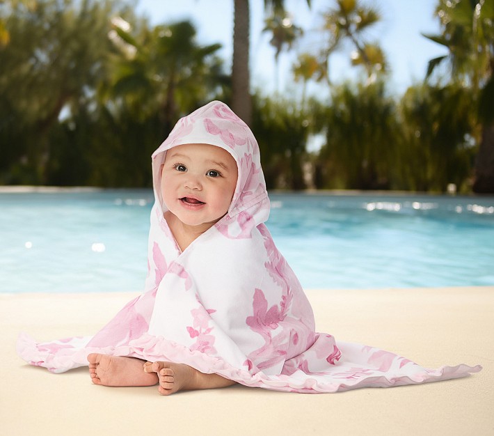LoveShackFancy Damask Baby Beach Hooded Towel UPF 50+ | Pottery