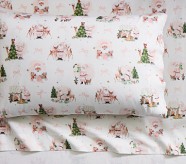 Blush Holly Jolly Santa Organic Flannel Sheet Set