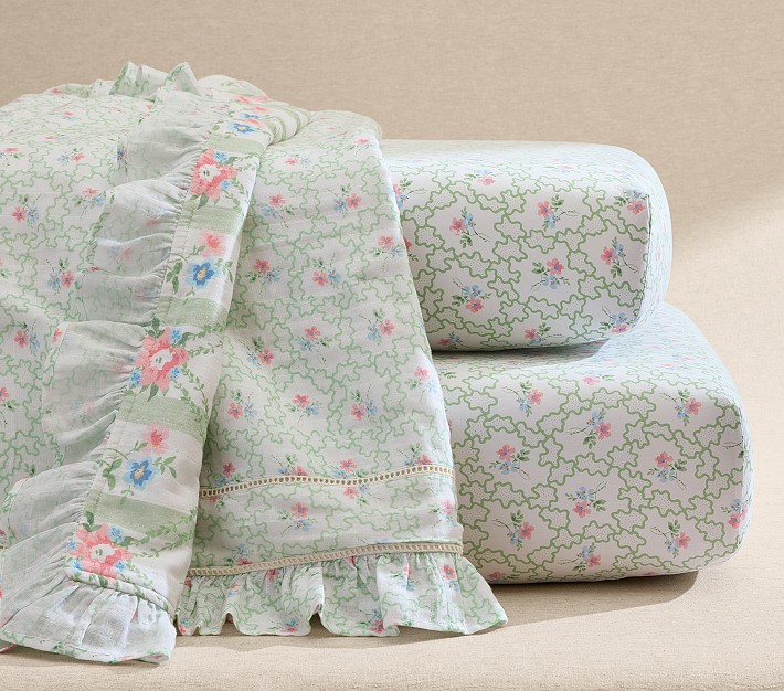 Hill House Home Clematis Scallop Floral Baby Bedding Set | Pottery