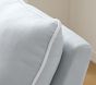 Paxton Swivel Glider Recliner with Performance Linen Blend White Piping