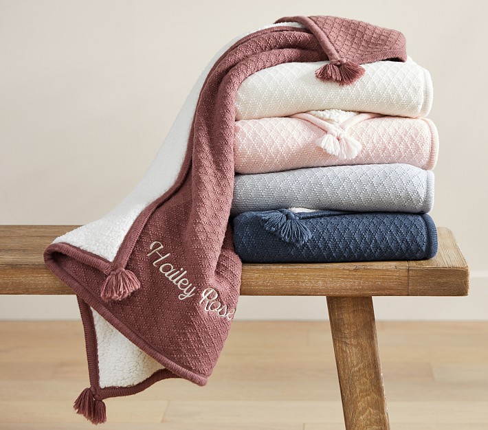 Luxe Cable Knit Sherpa Baby Blanket | Pottery Barn Kids