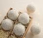 Silver Tinsel Ball Ornaments, Set of 6