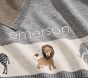 Safari Friends Border Knit Baby Blanket