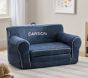 Anywhere Sofa Lounger<sup>&reg;</sup>, Navy Sherpa with Gingham Piping
