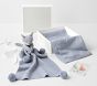 Cotton Sweater Knit Baby Blanket And Thumbie Gift Set