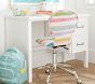 Round Upholstered Desk Chair, Brushed Nickel Base