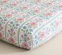 Hill House Home Floral Block Stripe Organic Cotton Crib Fitted Sheet