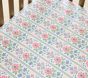 Hill House Home Floral Block Stripe Organic Cotton Crib Fitted Sheet