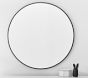 Black Metal Framed Round Mirror (31")