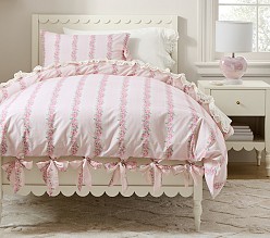 LoveShackFancy Floral Stripe Organic Cotton Duvet Cover & Shams