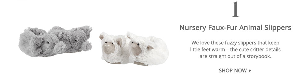 Nursery Faux-Fur Animal Slippers