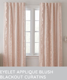 eyelet applique blush blackout curtains