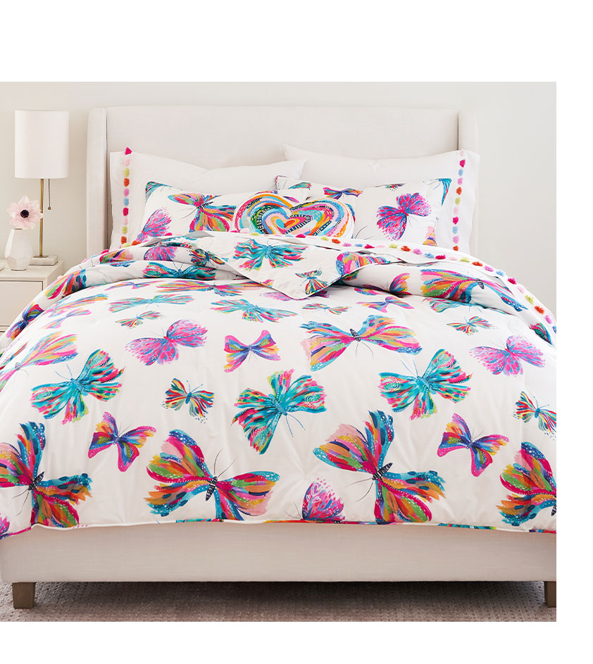 Taie D'oreiller Pottery Barn Kids Ettavee Avec Motif Papillons - Standard, 100% Coton, Neuf Avec étiquettes