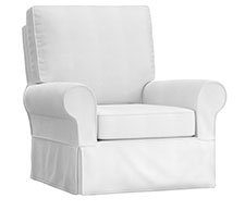 Comfort Slipcovered Swivel Glider & Ottoman