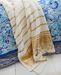 Lilly Pulitzer Gold Printed Knit Throw