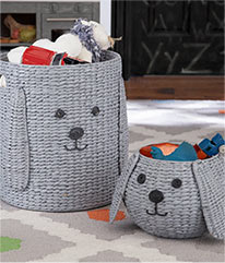 Puppy Shaped Wicker Hamper