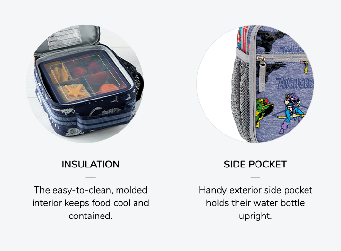 Lunch Boxes: Insulation and Side Pockets.