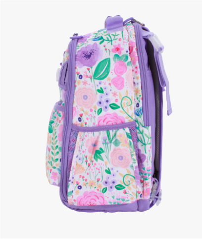 Side-facing image of Mackenzie Adaptive Backpack in Floral Blooms
