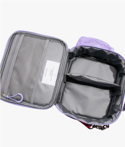 Image of Mackenzie Adaptive Lunch Box in Heart Galaxy print, showing interior compartments.