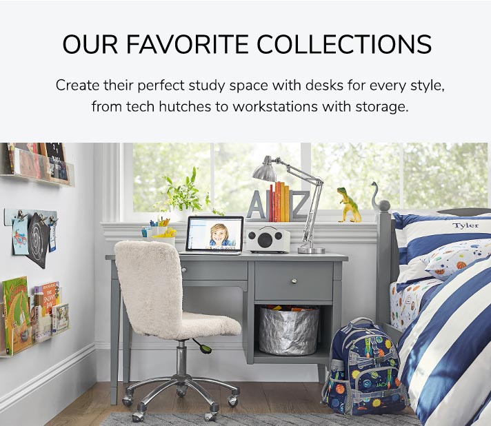 Create their perfect study space with desks for every style, from tech hutches to workstations with storage.