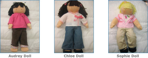 Pottery Barn Kids - Audrey, Chloe and Sophie Girl Dolls