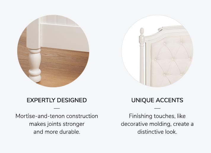 EXPERTLY DESIGNED: Mortise-and-tenon construction makes joints stronger and more durable. UNIQUE ACCENTS: Finishing touches, like decorative molding, create a distinctive look.
