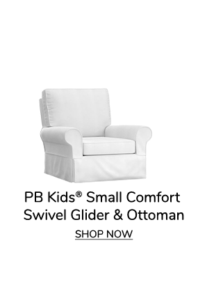 PB Kids&reg; Small Comfort Swivel Glider and Ottoman. Shop Now.