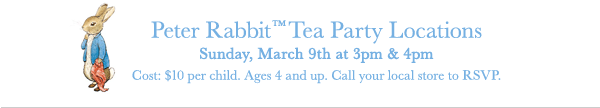 Peter Rabbit&trade; Tea Party Locations